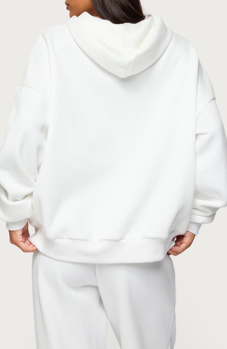 EDIKTED Fleura Logo Cotton Blend Hoodie, Alternate, color, White