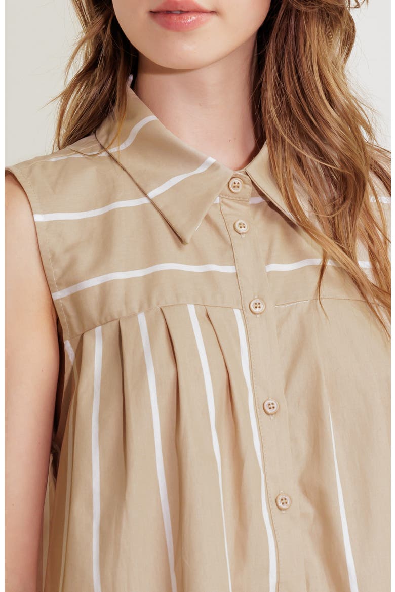 Stripe Button-Up Shirt, Alternate, color, TAUPE/ WHITE