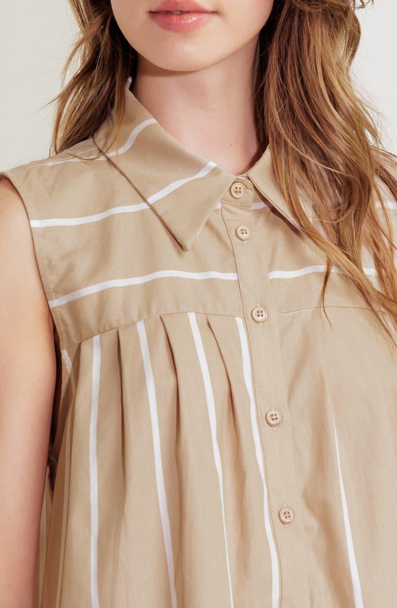 FREEMARKET Stripe Button-Up Shirt, Alternate, color, Taupe/ White