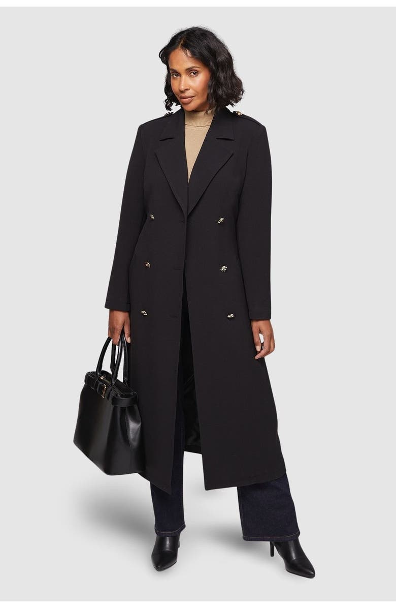 Wallis Double Crepe Trench Coat, Main, color, Black