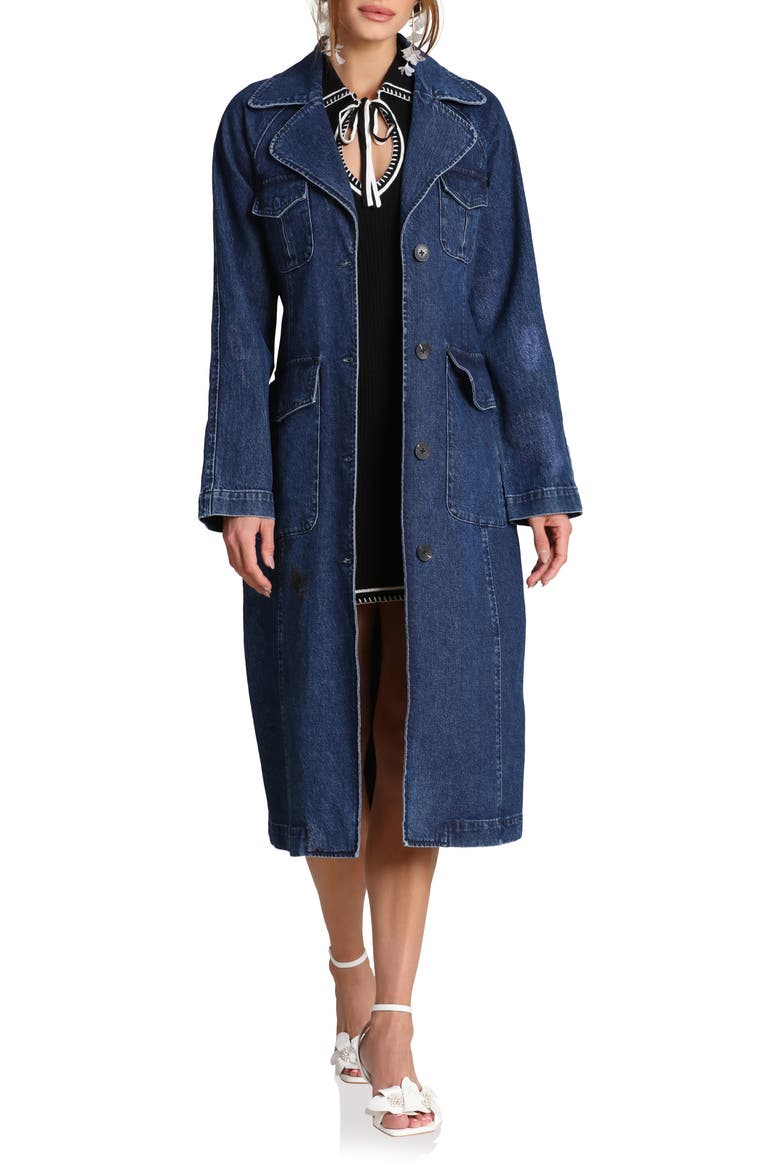 Denim Trench Coat, Alternate, color, SOLANO WASH