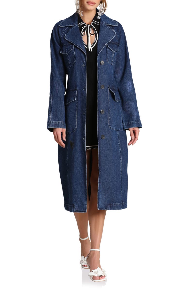 Avec Les Filles Denim Trench Coat, Alternate, color, Solano Wash