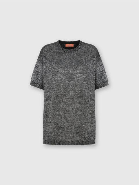 Boxy Crew Neck Sweater In Lamé