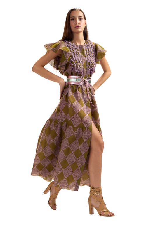 Cynthia Rowley Ramie Midi Pintuck Kaftan In Brown