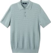 MANGO Cable Stitch Polo Sweater