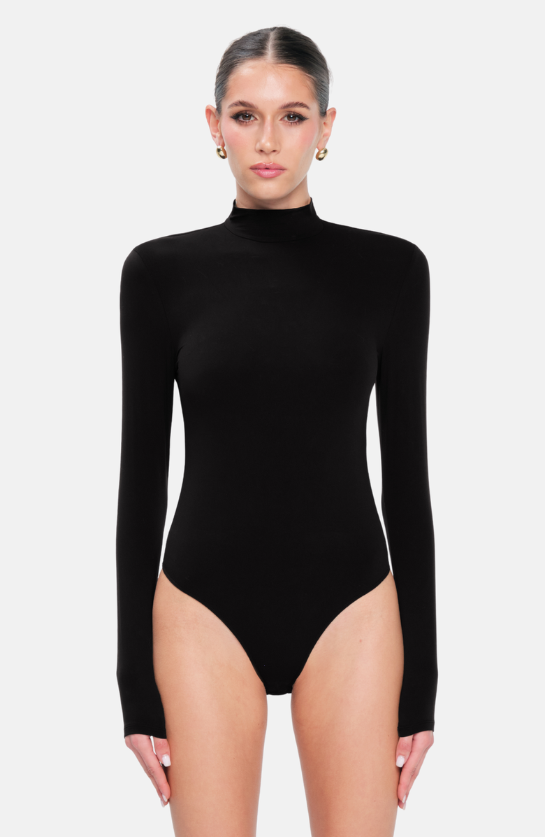 OW Collection LEXI Turtleneck Bodysuit, Main, color, Black