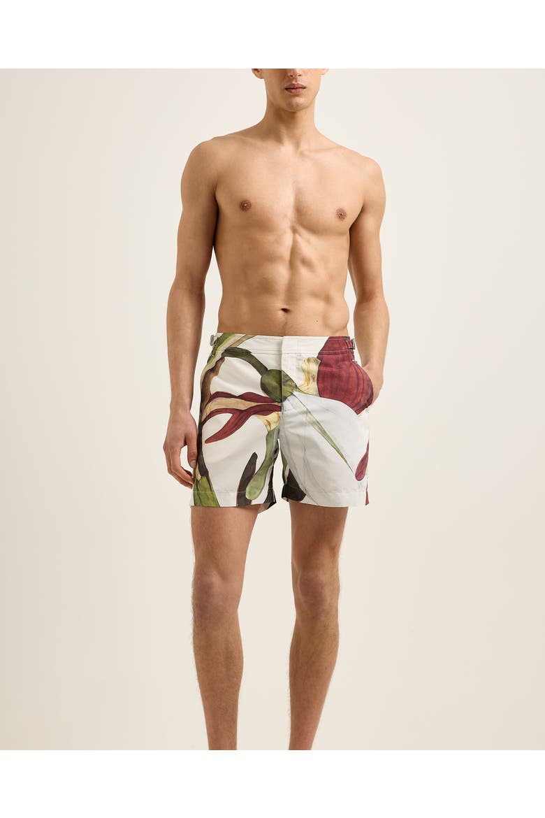Bulldog Tailored-Fit Swim Shorts, Alternate, color, WHITE SAND/DAMSON