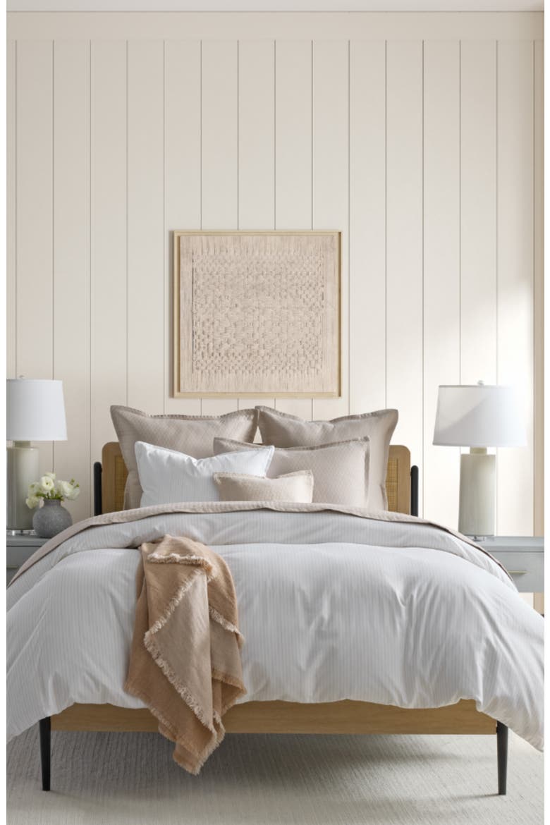 Golden Stripe Duvet Cover, Sheet & Shams Set, Alternate, color, WHITE/ GOLD