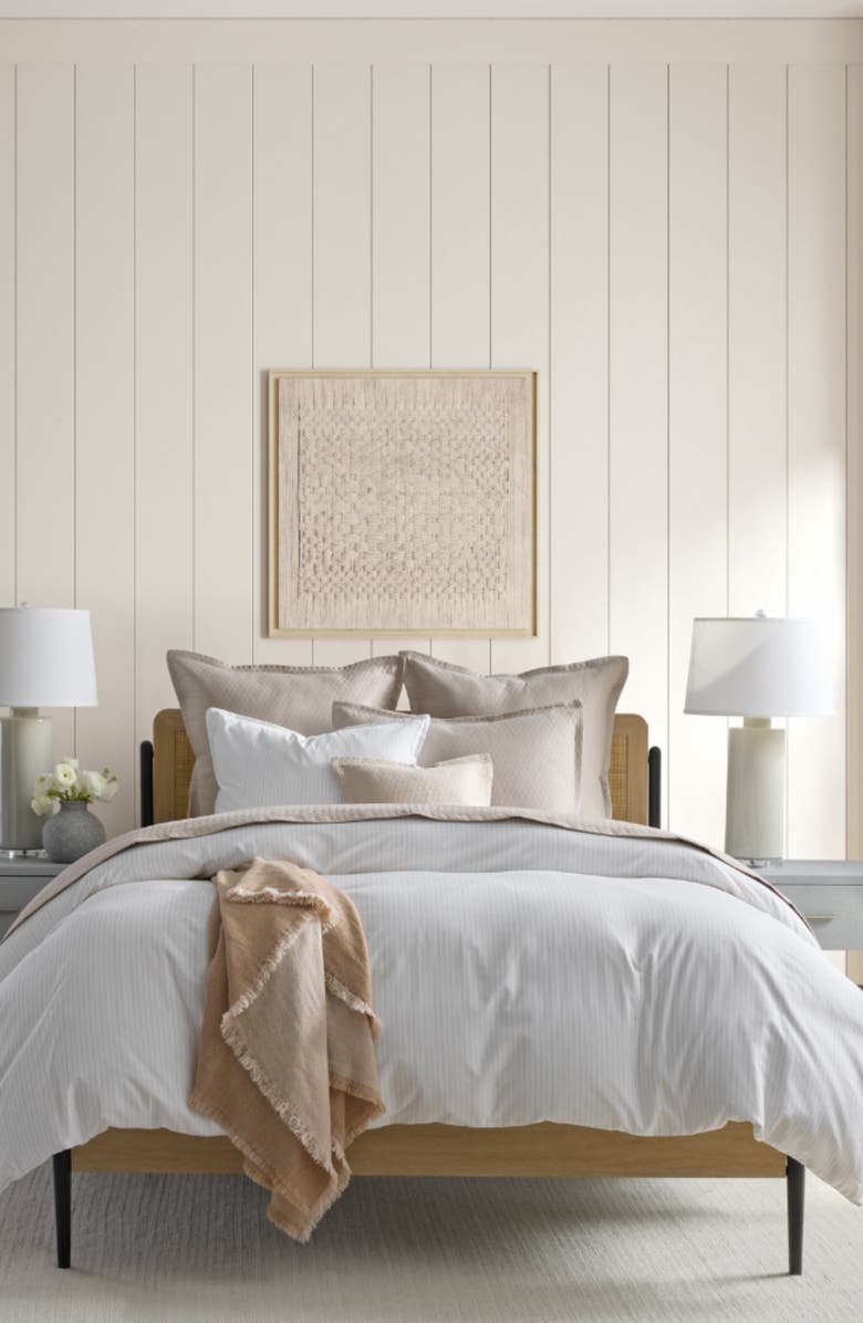 Domani Home Golden Stripe Duvet Cover, Sheet & Shams Set, Alternate, color, White/ Gold