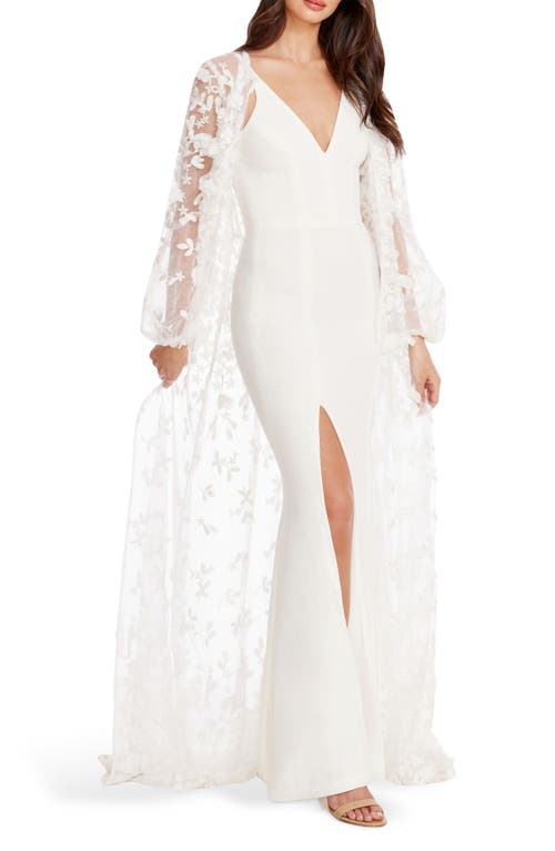 Dress The Population Joss Floral Appliqué Lace Jacket In White