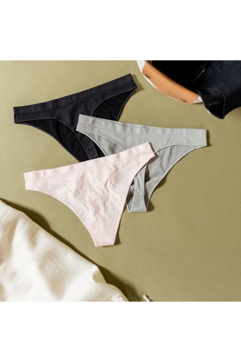 Comfy Undies  Hi Leg Thong, Alternate, color, Black, Natural Grey, Pink