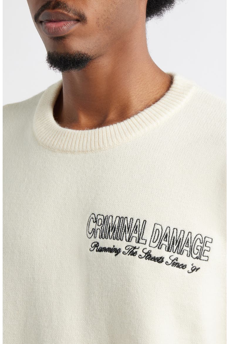Running the Streets Embroidered Sweater, Alternate, color, ECRU