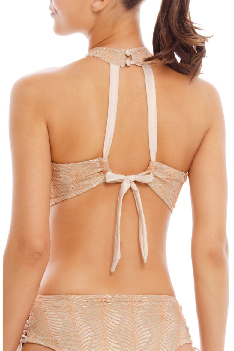 High Neck Bikini Top, Alternate, color, CORAL