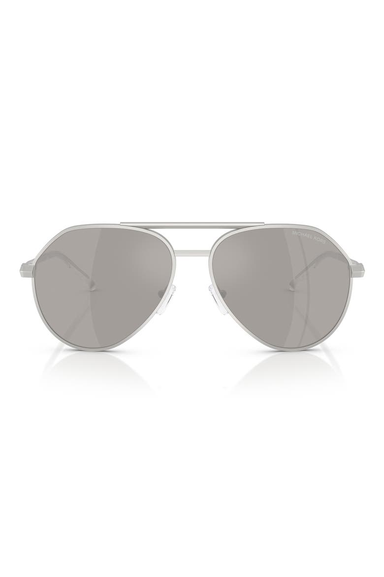 Brentwood 58mm Pilot Sunglasses, Main, color, MATTE SILVER / SILVER MIRROR