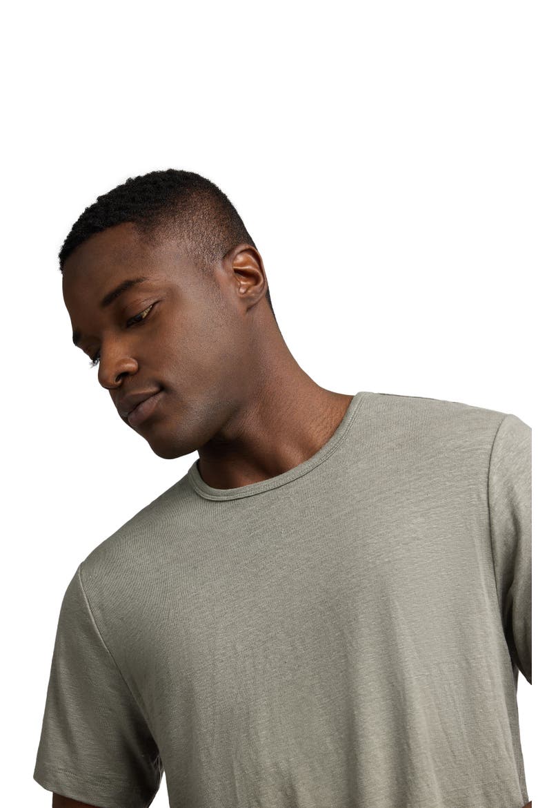 Stretch Linen Crewneck Short Sleeve Tee, Alternate, color, Agave