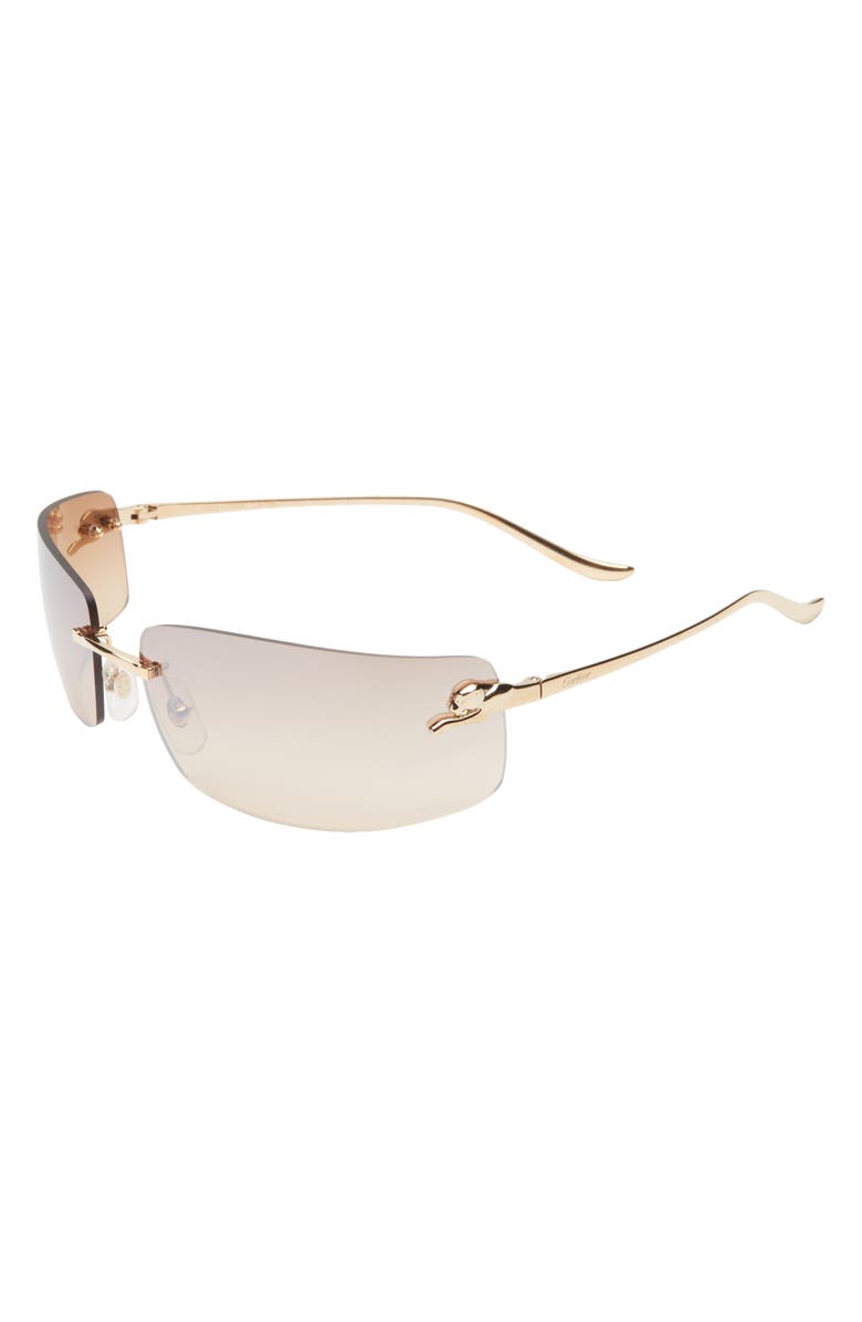 Cartier 78mm Oversize Rimless Rectangular Sunglasses, Alternate, color,