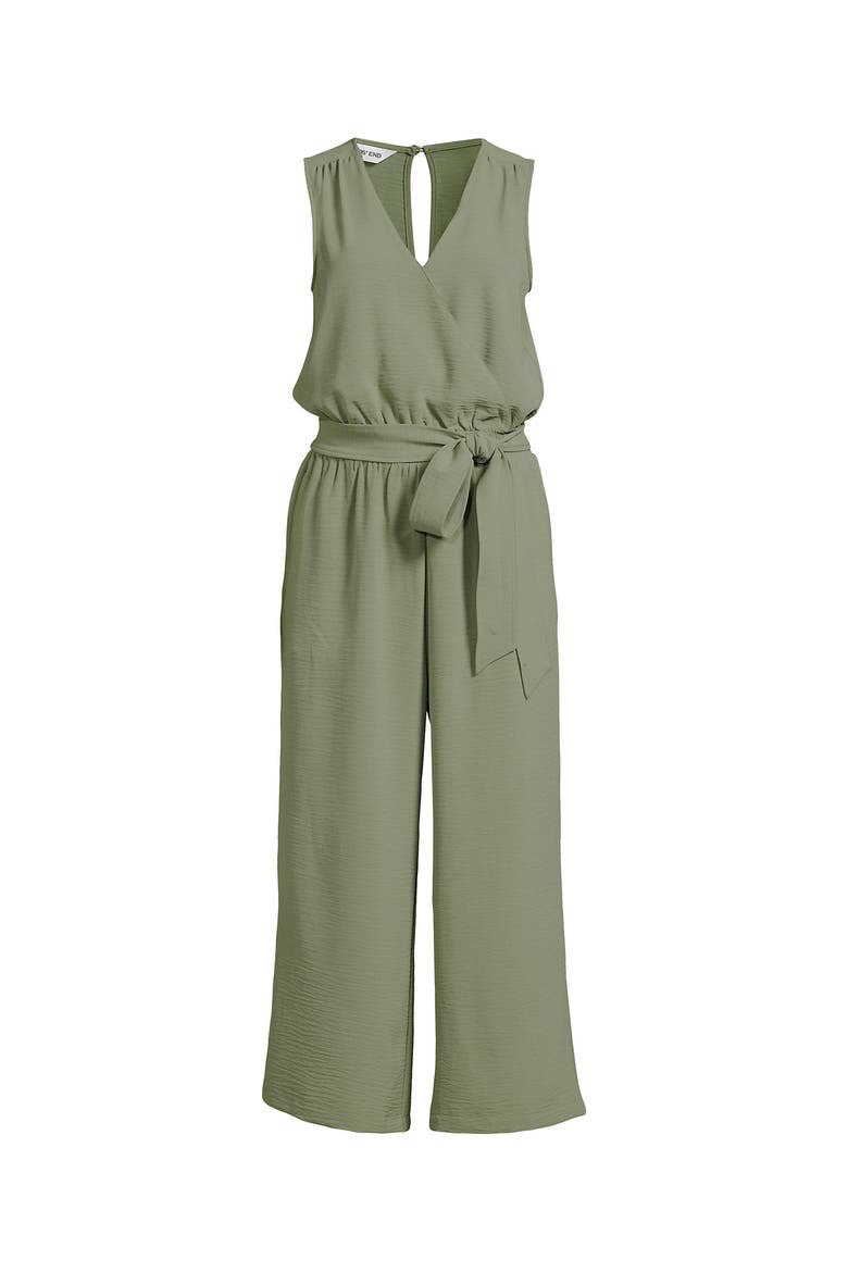 Sleeveless Creaseless Wrap Jumpsuit, Alternate, color, Sage