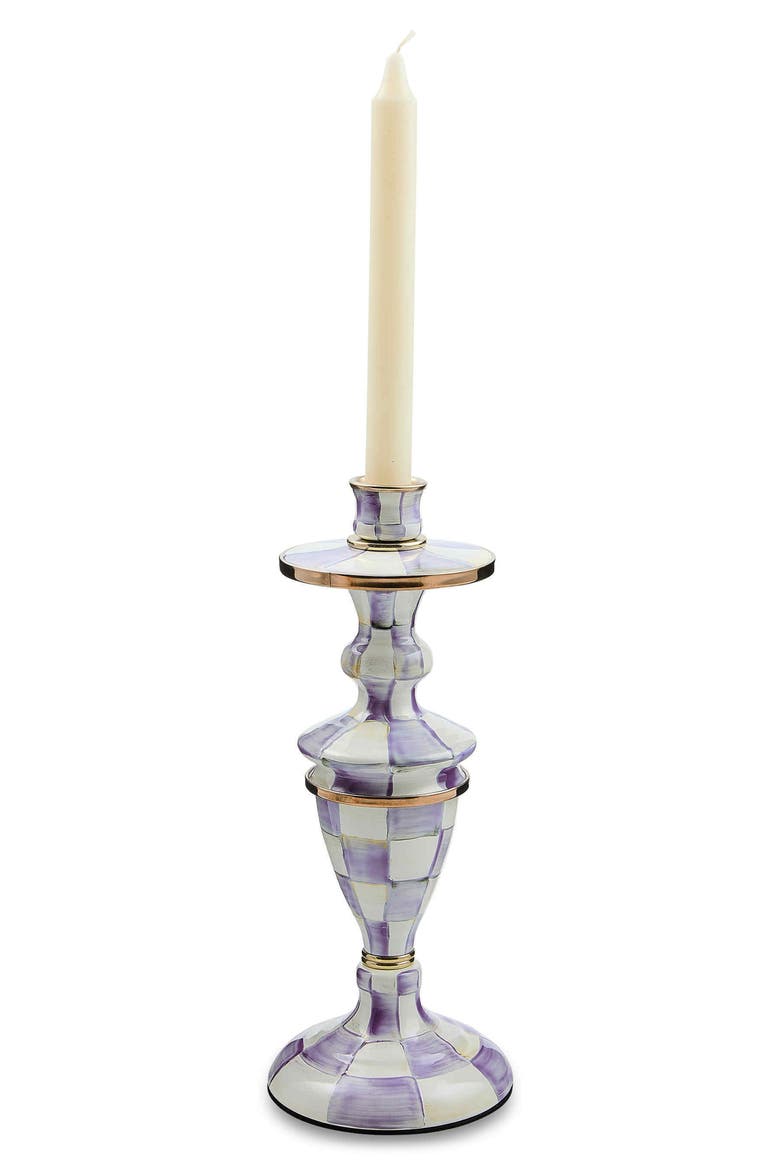 Violet Check Medium Candlestick Holder, Alternate, color, VIOLET