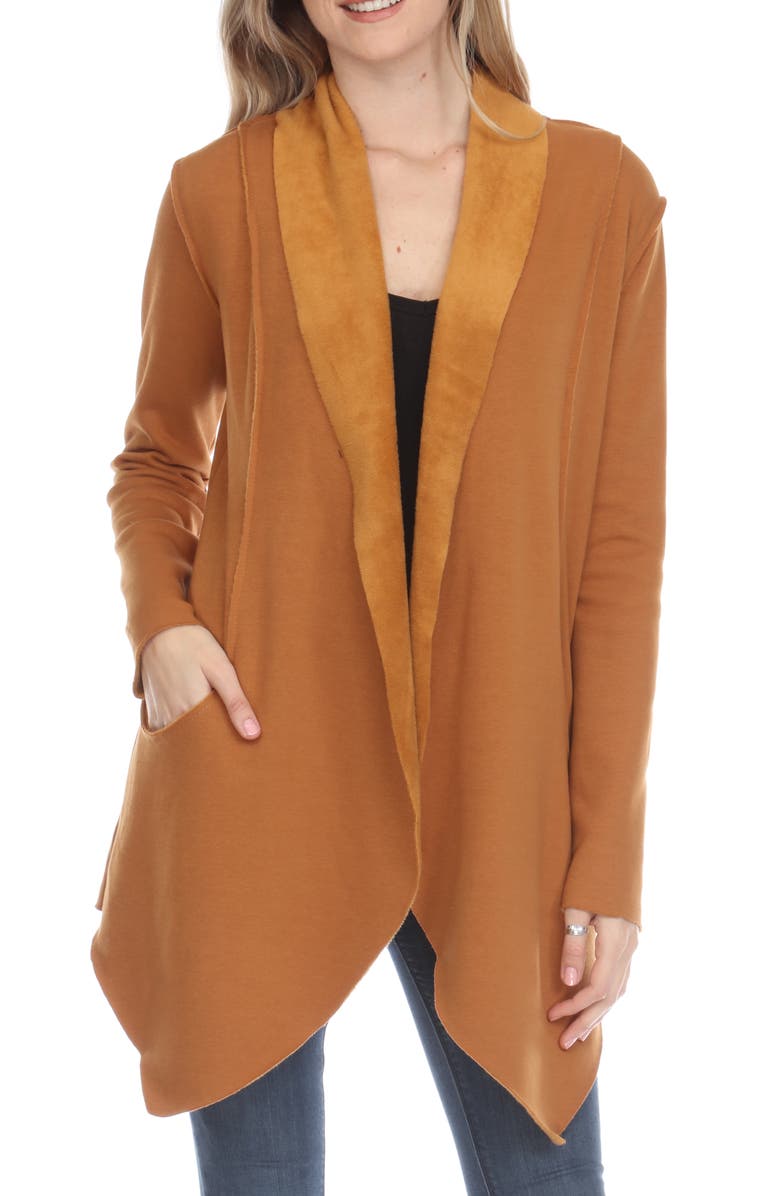 RAIN AND ROSE Drape Front Cardigan, Main, color, 