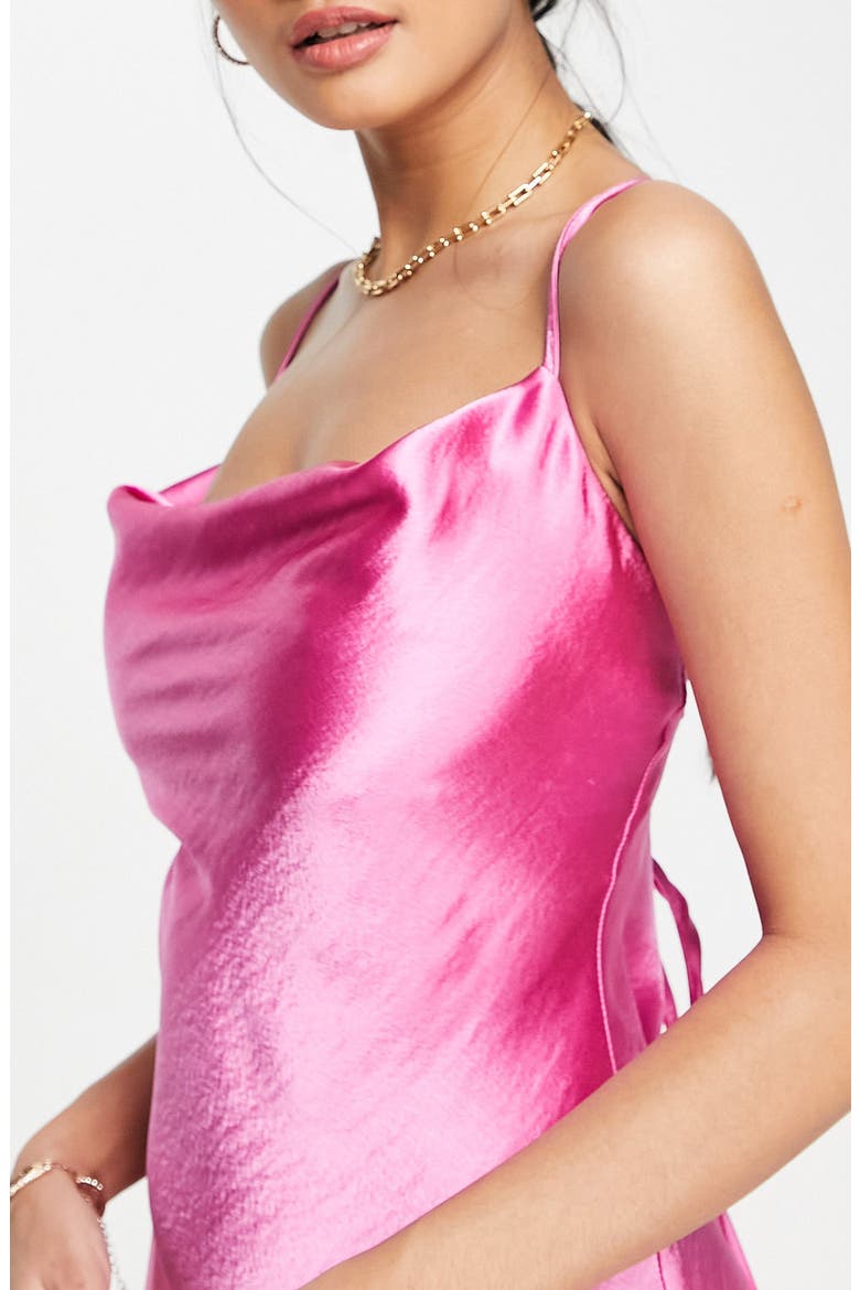 Cowl Neck Satin Minidress, Alternate, color, LIGHT PINK