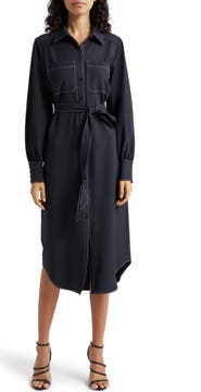 Cinq à Sept Kandice Long Sleeve Belted Midi Shirtdress