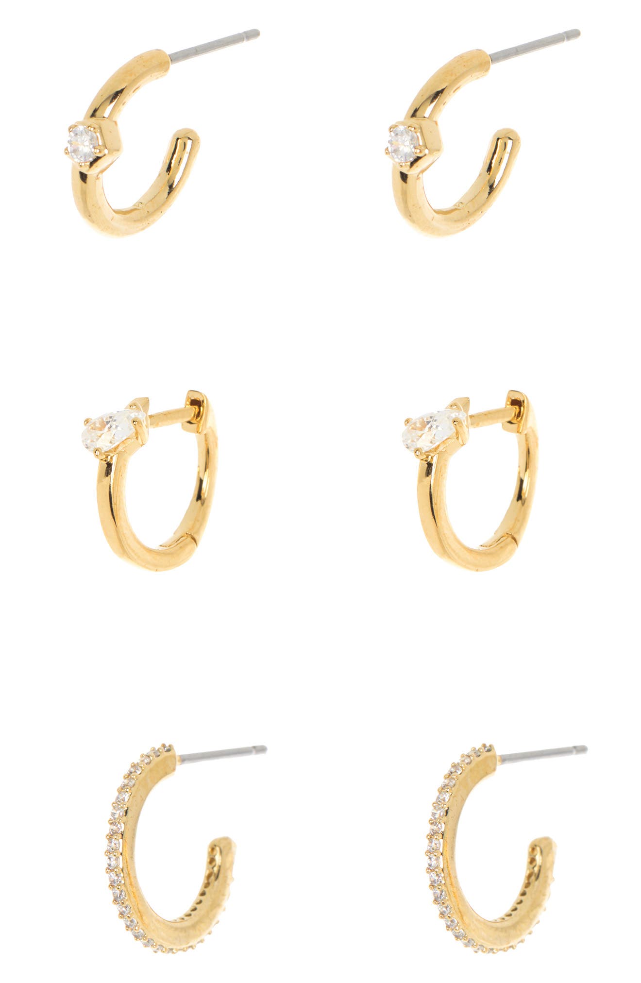 Nadri Assorted 3-Pack CZ Huggie Hoop Earrings