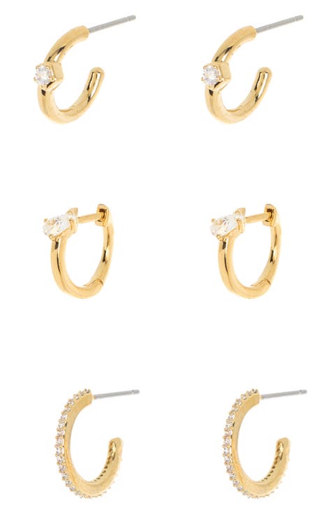 Assorted 3-Pack CZ Huggie Hoop Earrings