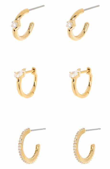 Assorted 3-Pack CZ Huggie Hoop Earrings