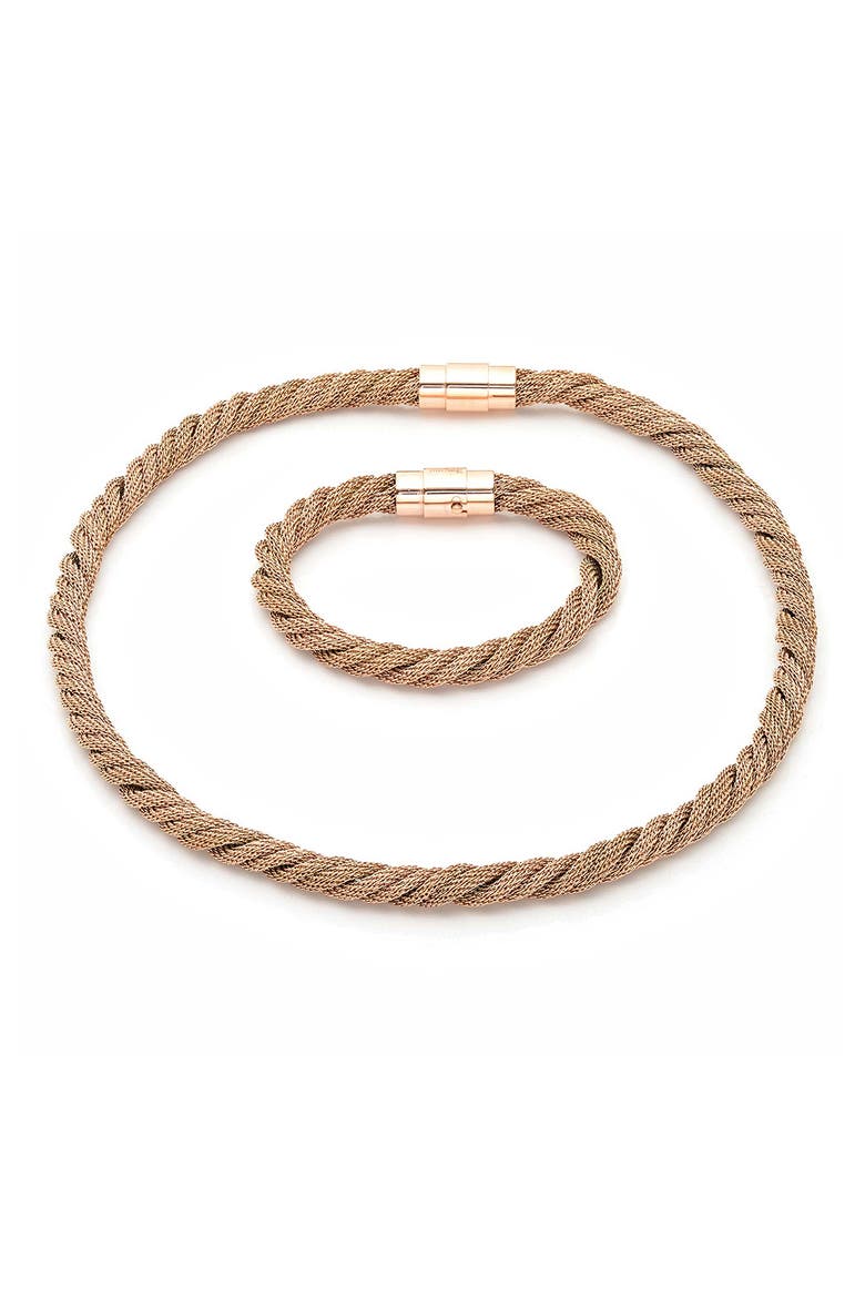 Mesh Chain Bracelet & Necklace Set, Main, color, GOLD