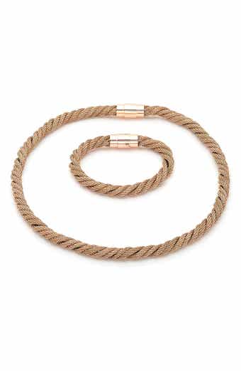 Men's 18k Rose Gold Plated Stainless Steel Twisted Jewelry Set