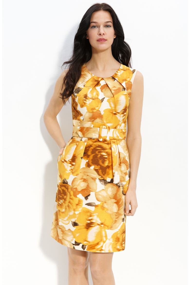 Print Sheath Dress, Main, color, YELLOW