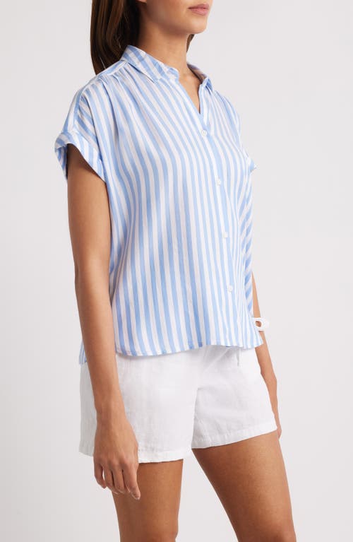 BEACHLUNCHLOUNGE BEACHLUNCHLOUNGE DARIA STRIPE SHORT SLEEVE BUTTON-UP SHIRT