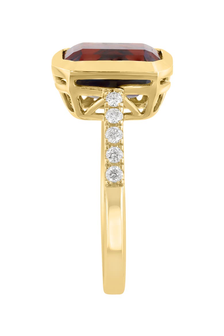 14K Yellow Gold Diamond & Garnet Bezel Ring, Alternate, color, 14K Gold