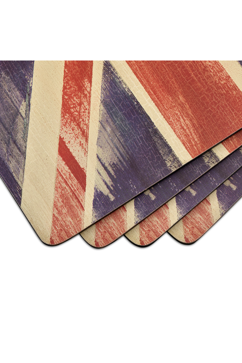 Union Jack Flag Set of 4 Cork Back Placemats, Alternate, color, Multi