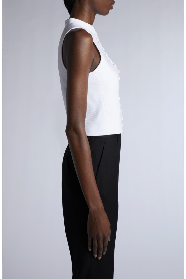 Cotton Piqué Fitted Vest, Alternate, color, WHITE