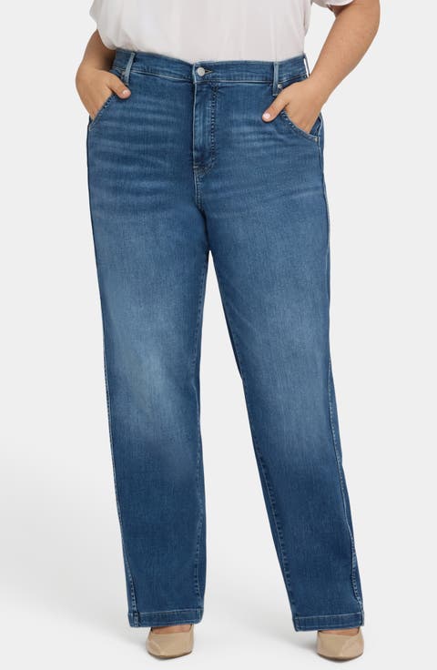 Brooke High Waist Loose Straight Leg Jeans (Opera Blue) (Plus)