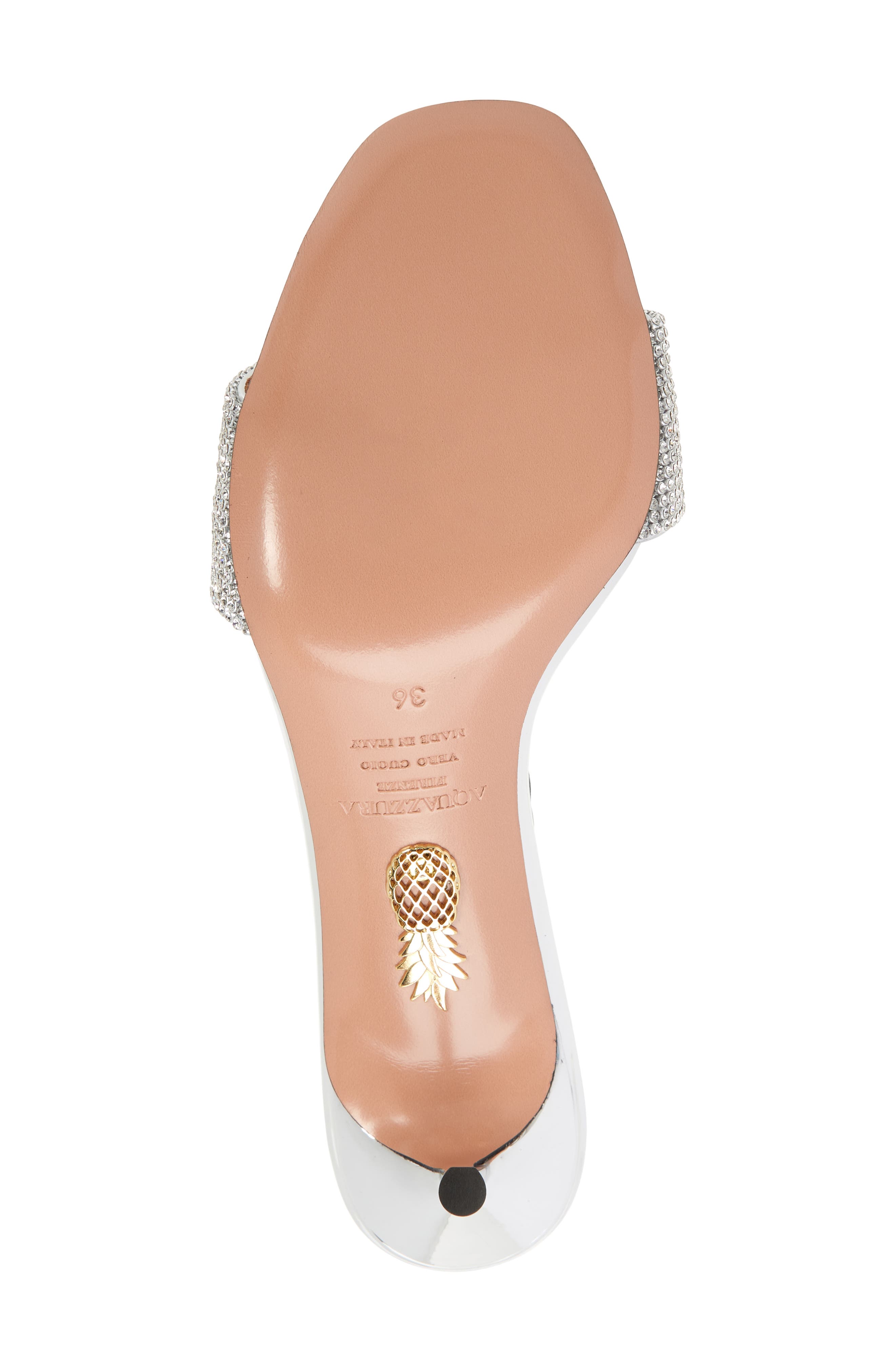 Aquazzura Wonderland Embellished Slide Sandal, Alternate, color, Silver