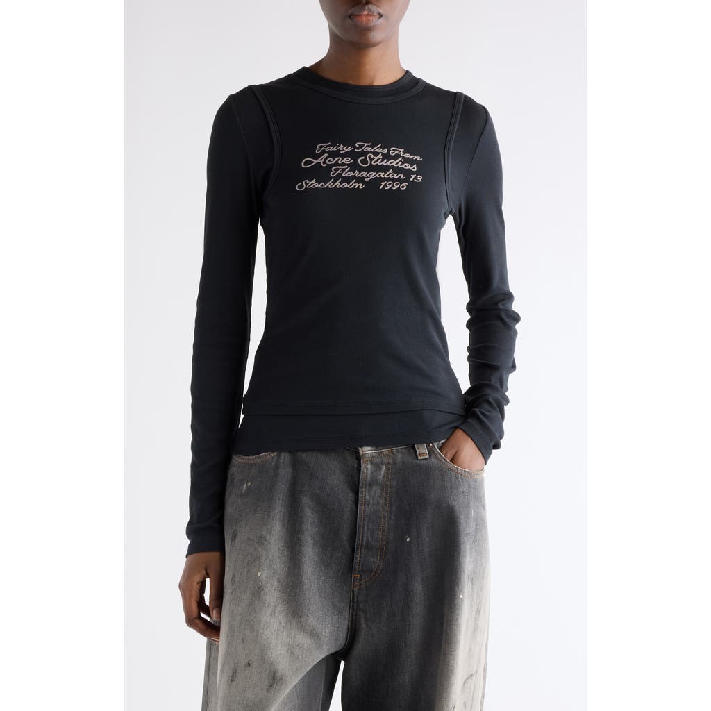 Acne Studios Logo Printed Cotton-blend T-shirt In Black
