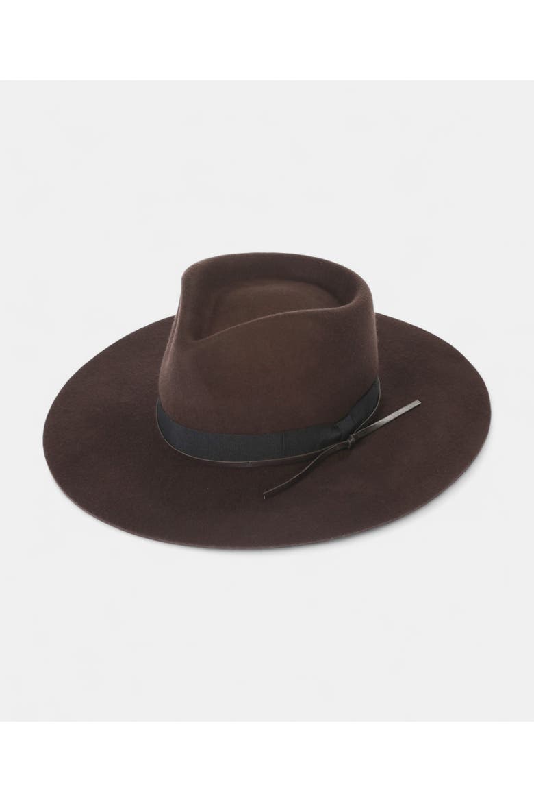 Byron Bay Wool Felt Wide Brim Hat, Main, color, DARK BROWN