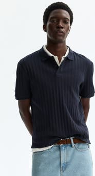 H&M Slim Fit Textured Jersey Polo Shirt
