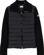 Moncler Mixed Media Quilted Zip Puffer Cardigan