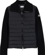 Moncler Mixed Media Quilted Zip Puffer Cardigan