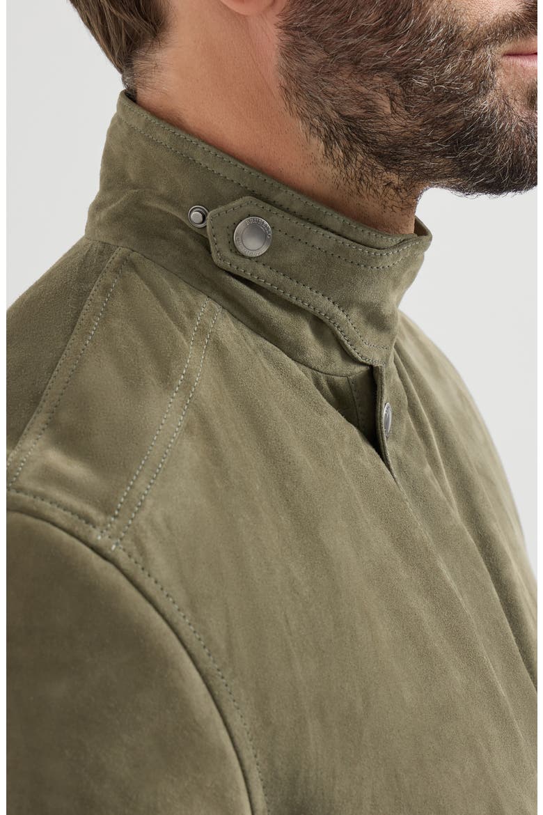 Suede outerwear jacket with Thermore® padding and standing collar, Alternate, color, Military