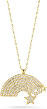 SPHERA MILANO CZ Pavé Rainbow Pendant Necklace