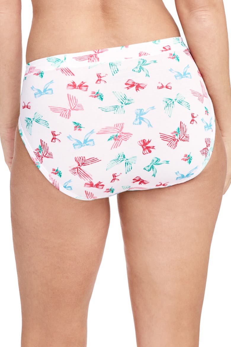 Women's Cotton Stretch Hi Cut, Alternate, color, White Bows