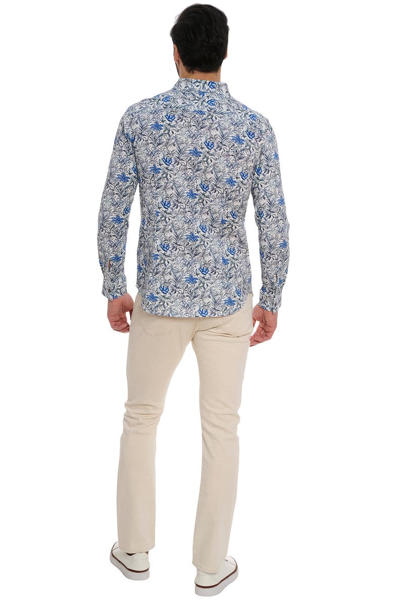 Robert Graham Leif Floral Knit Button-Up Shirt, Alternate, color, Blue