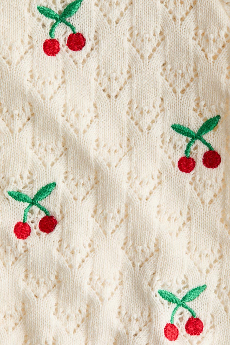 Embroidery-detail Cardigan, Alternate, color, Light beige/cherries
