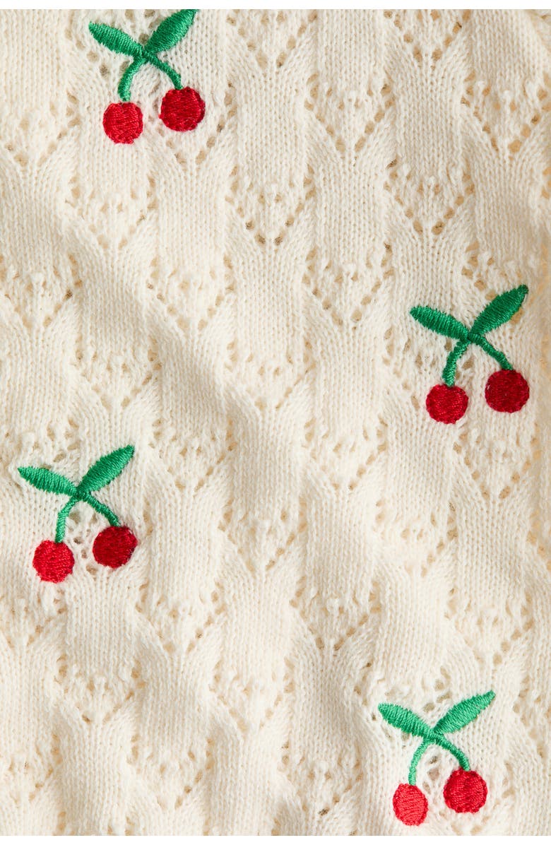 H&M Embroidery-detail Cardigan, Alternate, color, Light Beige/Cherries
