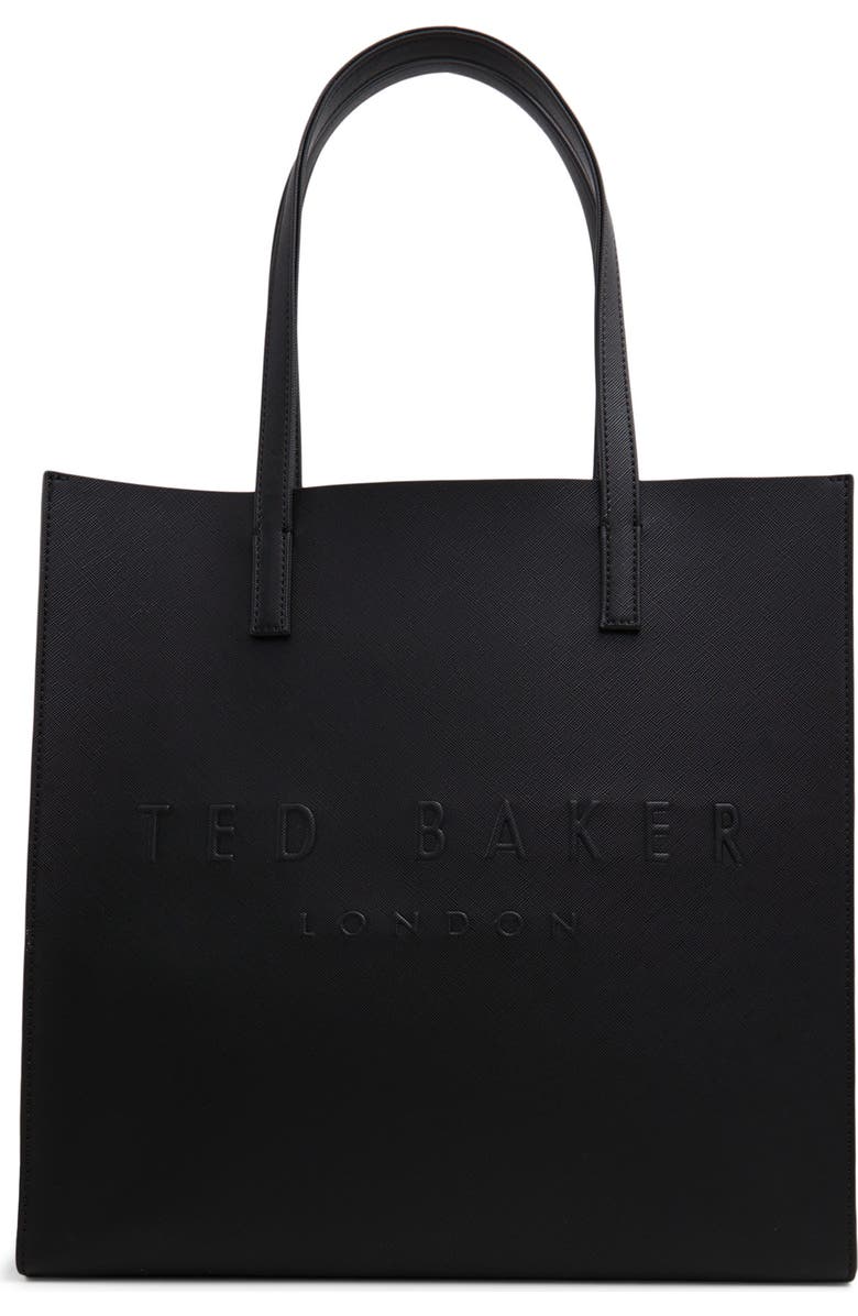 Ted Baker London Soocon Faux Leather Tote, Main, color, Black