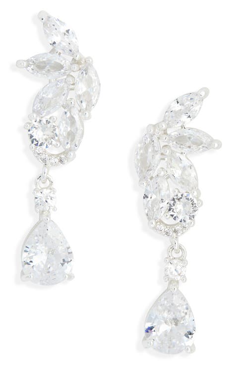 Mixed Cut Cubic Zirconia Drop Earrings